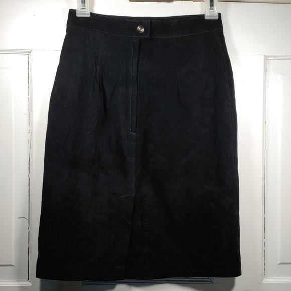 Global Identity Vintage Black Leather Pencil Skirt size 3 - Picture 2 of 7